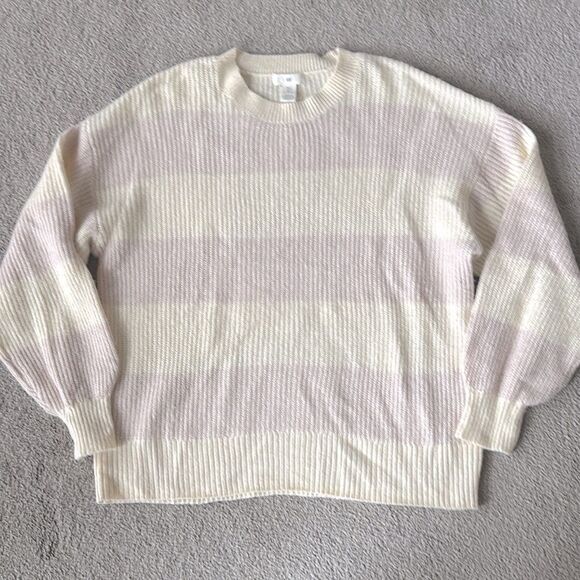 H&M Cream and Pink Striped Sweater! - Picture 1 of 10